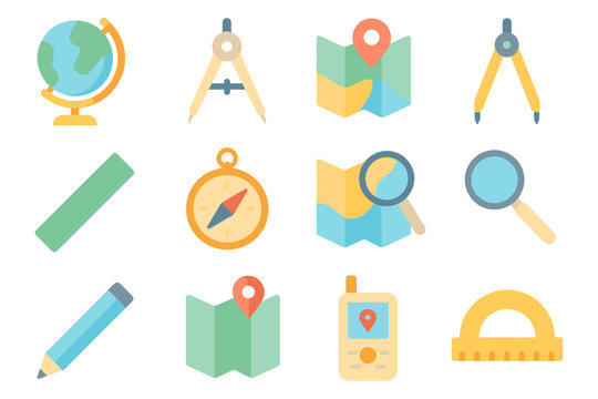 Geometric navigation tools vector illustration for educational design and flat icons