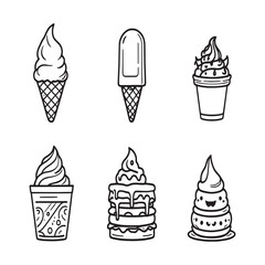 Sweet frozen treat line art drawing for summer theme