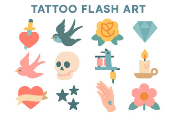 Classic tattoo flash vector illustration for design and inspiration in flat style