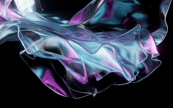 Flowing transparent multilayer cloth background, 3d rendering.