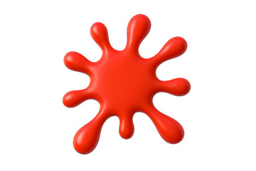 Red paint splash floating against black. Background is blurred and out of focus; for design element