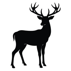 Fototapeta premium Illustration of a regal stag with majestic antlers deer silhouette