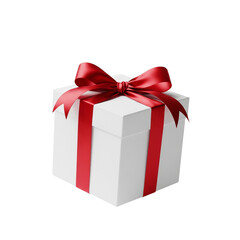 Obraz premium White Gift Box with Red Ribbon Bow