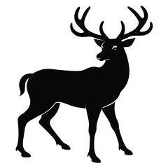 Fototapeta premium Majestic black stag with large antlers standing elegantly deer animal