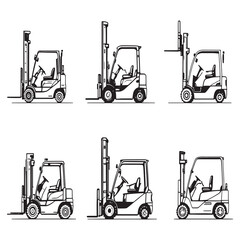 Warehouse forklift equipment sketch in clean vector art