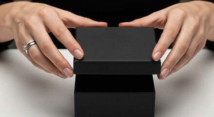 Close-Up of Hands Lifting Lid of Luxury Gift Box