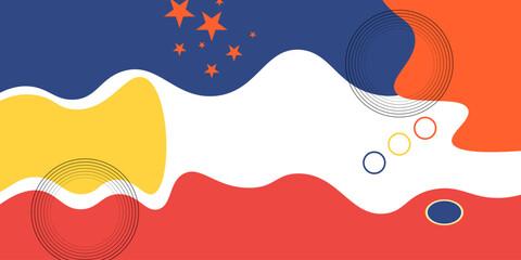 Colorful abstract geometric pop art background with wave pattern. Vector pattern, vector illustration