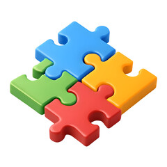 Colorful 3D puzzle pieces connecting on black background for collaboration, problem-solving visuals