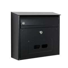 Wall-mounted black mailbox with secure locking mechanism  isolate 