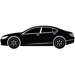 Sleek black sedan side profile vehicle automobile
