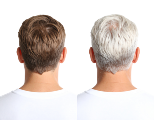Comparison of youthful and aging hairstyles.