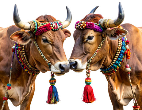 Pair of Gyr Bulls Facing Each Other at Eid Cattle Market Transparent PNG