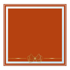 Metallic Orange Square Text Frame with Glass Effect and Gold Ornament, Isolated on White Background