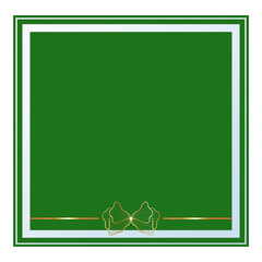 Green Square Text Frame with Glass Effect and Gold Ornament, Isolated on White Background