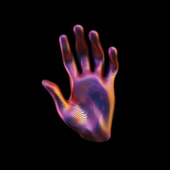 Obraz premium A hand with 5 fingers technology pattern purple.