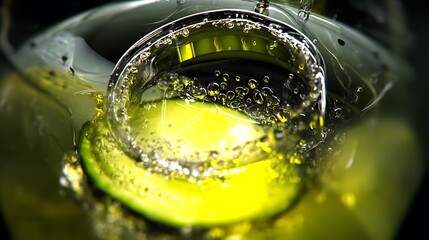 Cucumber slice in liquid, splash