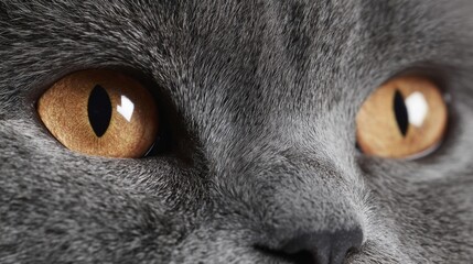 Close-up of a mysterious gray cat with golden eyes, perfect for Caturday celebrations and mysterious pet appreciation day