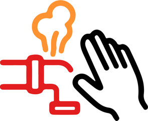 Obraz premium 온수 화상 주의 아이콘