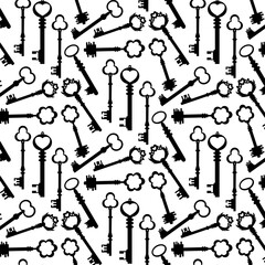 vintage keys silhouettes icon seamless pattern