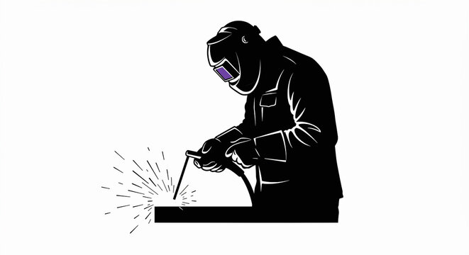 recommend clip art: Welder Silhouette Vector Illustration – Black and White Welding Worker on White Background