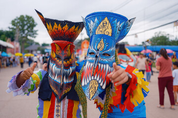 Phi Ta Khon : Thailand Northeast Culture Mask Ghost Festival.