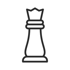 Chess Queen Piece Icon Strategy Game Success Power Leadership Royal Business Outline Symbol