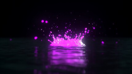 Vibrant pink splash in dark water