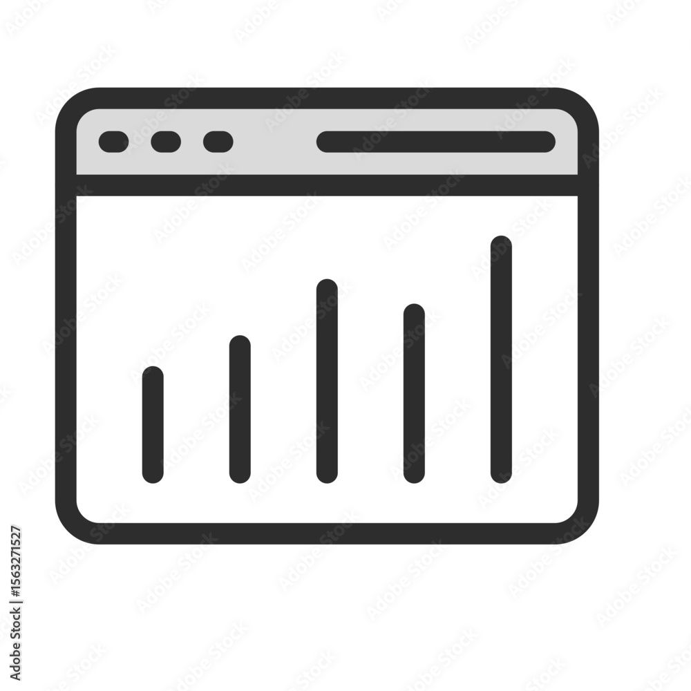 Poster web statistics icon browser window analytics data chart graph modern line art outline minimal report