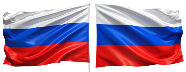  Waving Russian Flag with Red, White, and Blue Stripes Isolated on Transparent Background PNG