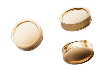 Isolated golden coins, 3d rendering.