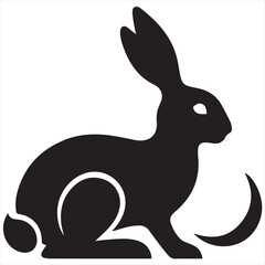 Obraz premium Minimalist Rabbit Logo Vector in Silhouette Style – Elegant Bunny Design for Eco-Friendly Brands, Pet Stores, Children's Products, Nature Themes, Organic Labels, and Animal Logos