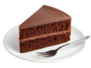  Isolated Dessert Treat – Chocolate Cake Slice with Fork