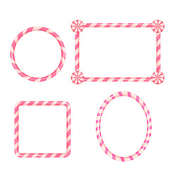 Pink striped candy cane frames for Christmas graphic design
