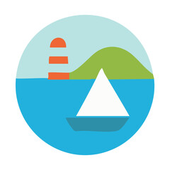 Vector boat on the sea