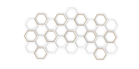 creative honeycomb pattern with white and light brown  hexagons and  perfect for a modern, minimalist background or decorative element