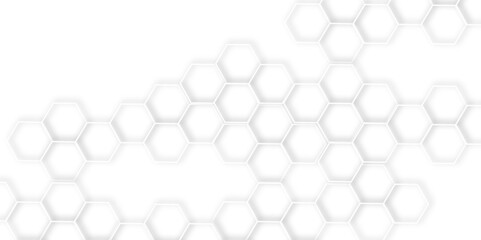 Abstract geometric technology 3d white light structure technology out line hexagon polygonal honeycomb luxury pattern vector background.