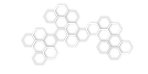  modern design featuring interconnected hexagons in white and gray, creating a modern and abstract geometric design with a honeycomb aesthetic
