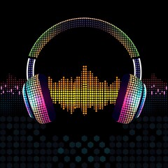 Headphones and sound waves