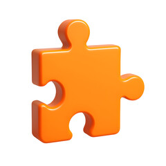 Obraz premium Glossy orange puzzle piece, single object, isolated on a dark background