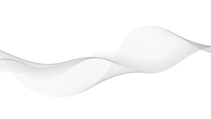 Abstract gray smooth flowing wave lines on a white background. Dynamic sound wave element design.