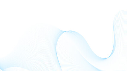 Abstract blue smooth flowing wave lines on a white background. Dynamic sound wave element design.