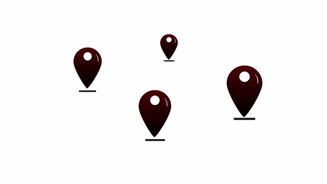 Black Location Pin Icon Loop Animation with Smooth Motion and Shadow on White Background for Map UI