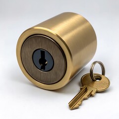 Modern brass cylinder lock with key luxury security