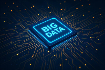 blue circuit board, big data, 3d render