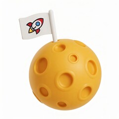 Obraz premium Icon 3D Moon with Flag