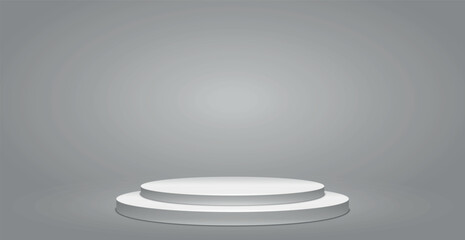Light white studio, large spacious photo studio with pedestal, product presentation background - Vector illustration