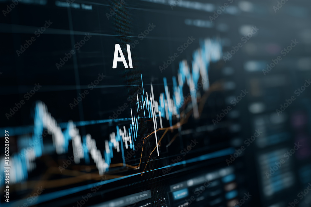 Fototapete graphics on a computer labeled ai financial agent