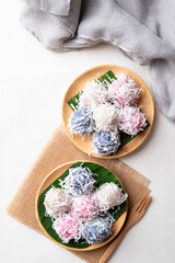 Thai coconut ball (Khanom Tom), Traditional Thai dessert made from boiled glutinous rice flour...