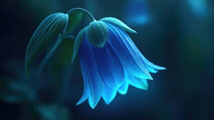 Close-up of a luminous blue flower.