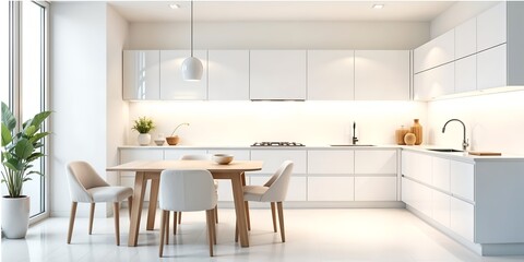 A stylish kitchen interior design a white room a luxury modern room a generative ai 